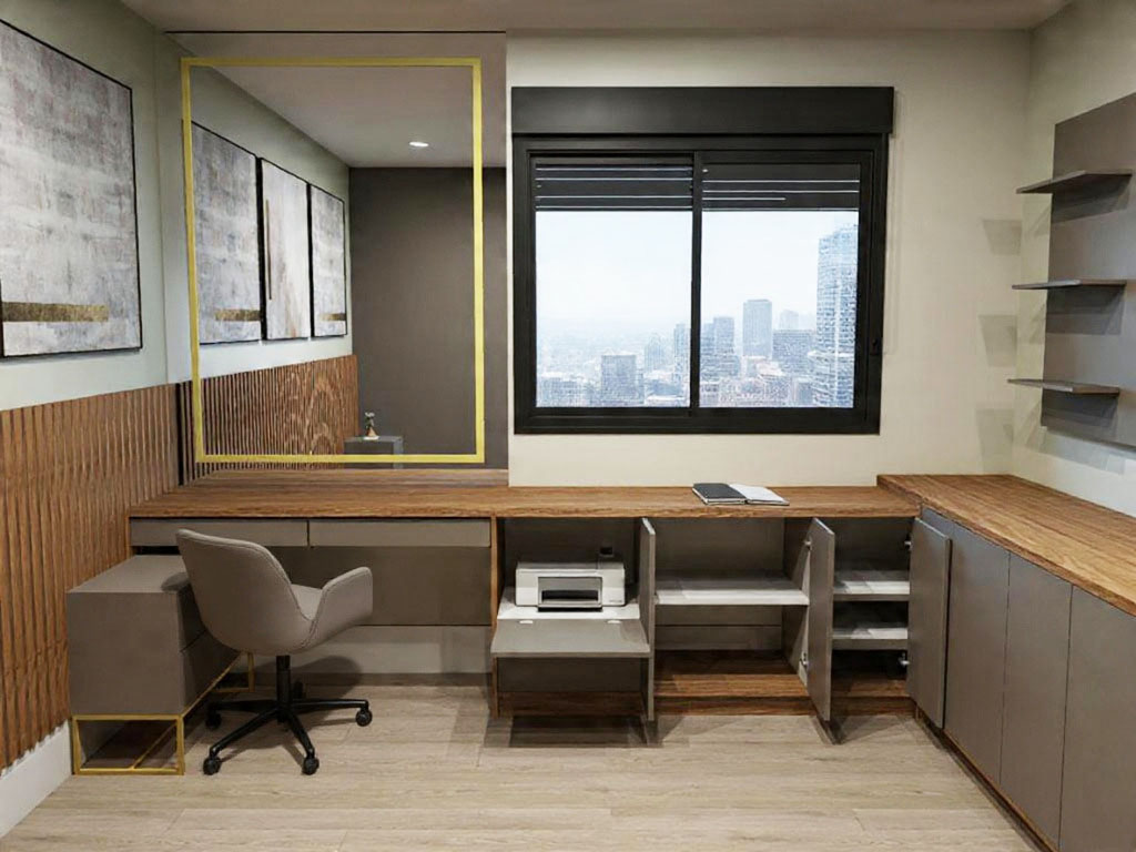 Móveis planejados para apartamentos pequenos: 10 ideias para aproveitar cada espaço bancada multiuso penteadeira estudo trabalho planejado apartamento pequeno.jpg