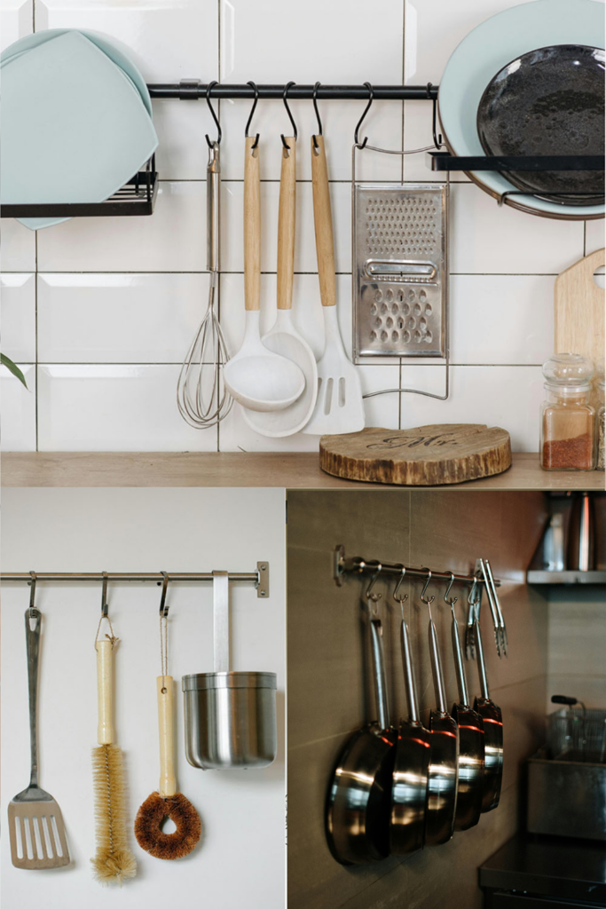 Como organizar cozinha pequena: 7 soluções inteligentes para ganhar espaço barra organizadora metalica utencilios pendurados cozinha pequena planejado.jpg