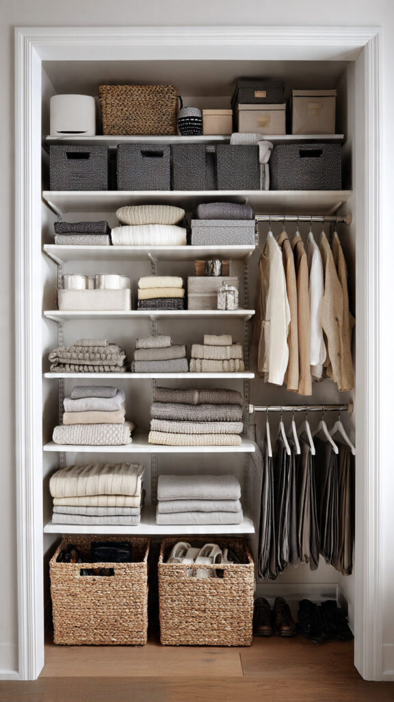 organizar guarda-roupa pequeno com colmeias e caixas organizadoras.jpg