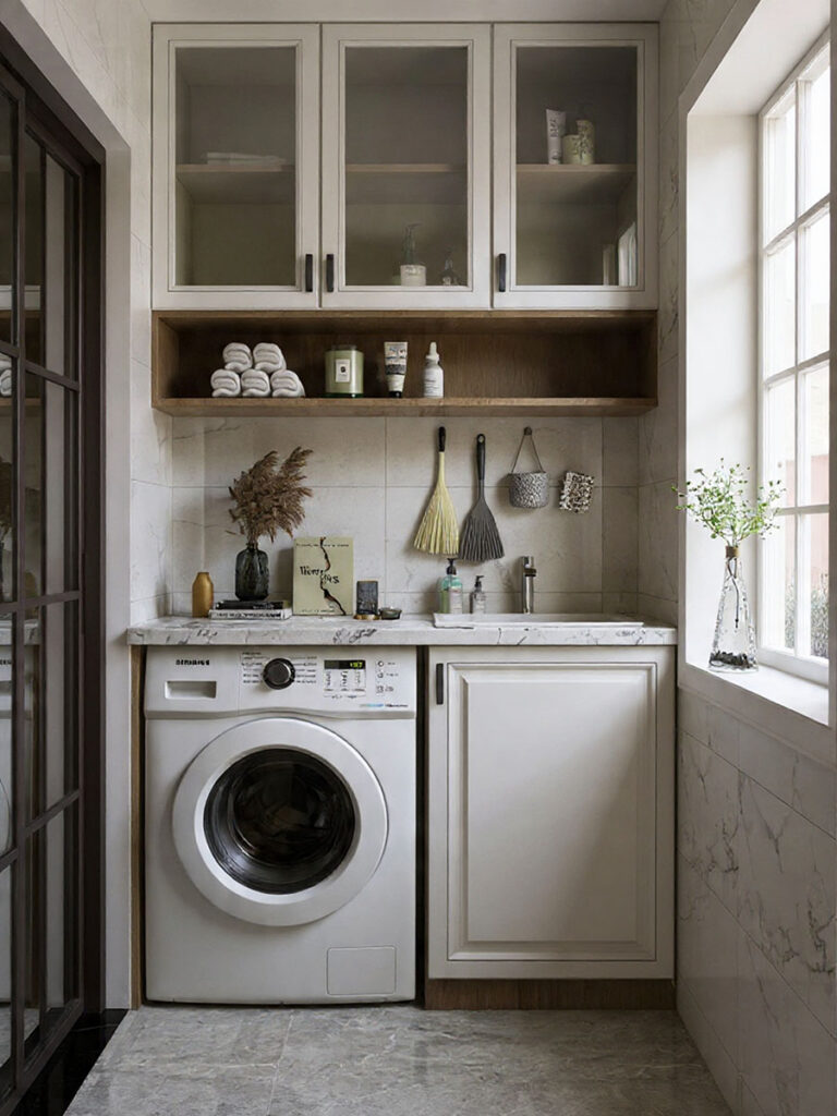 Como organizar lavanderia pequena: 8 ideias práticas para ganhar espaço gancho parede organização lavanderia pequena planejados