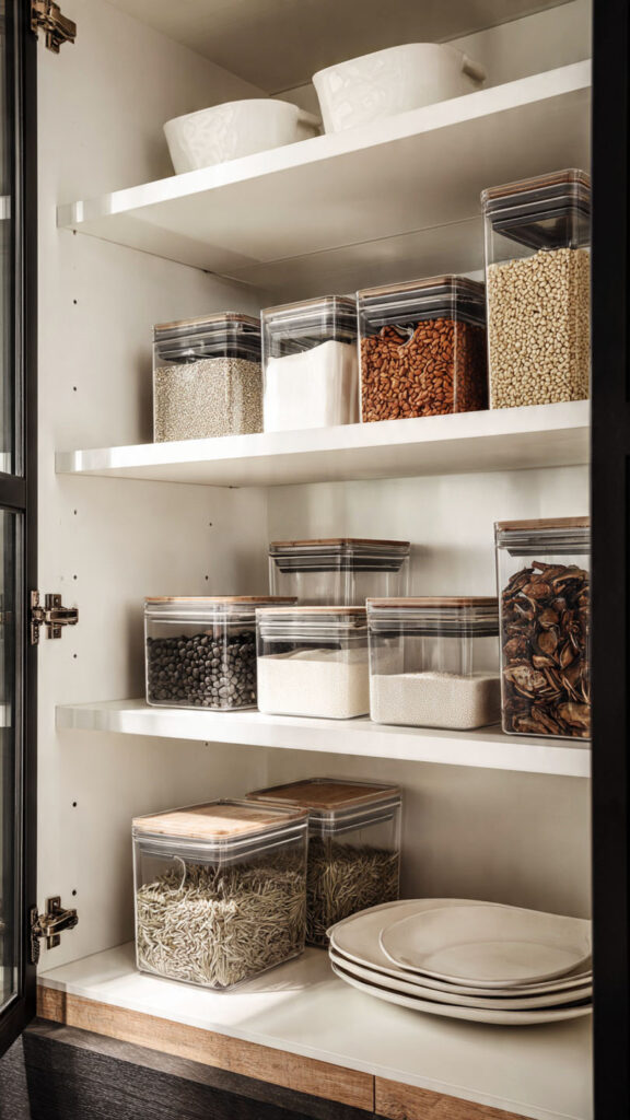 organizar armário de cozinha pequeno com potes e organizadores.jpg