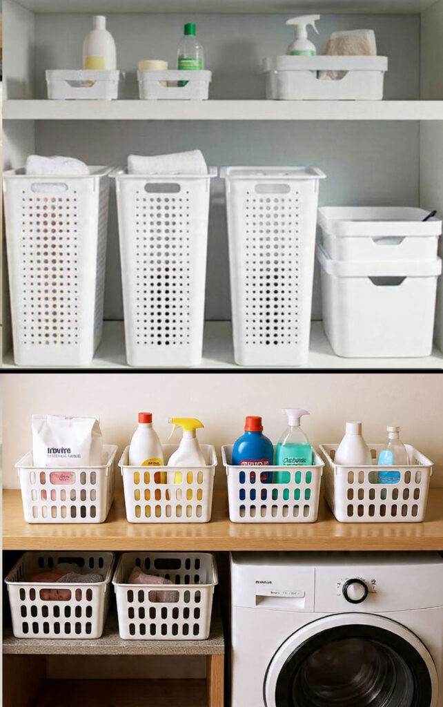 Como organizar lavanderia pequena: 8 ideias práticas para ganhar espaço potes organizadores lavanderia pequena planejados