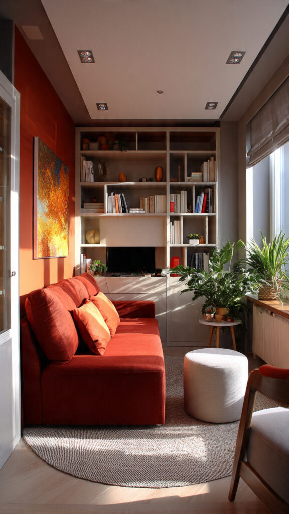 Como organizar sala pequena: 7 soluções práticas para ganhar espaço prateleira nicho parede sala pequena organização planejados.jpg