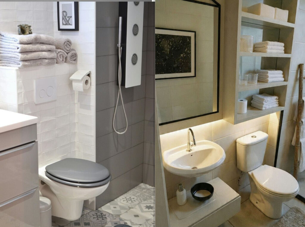 organizar banheiro pequeno com prateleiras e nichos