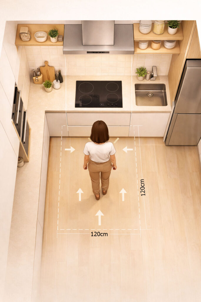 espaço de trabalho em frente a pia ergonomia cozinha pequena.jpg