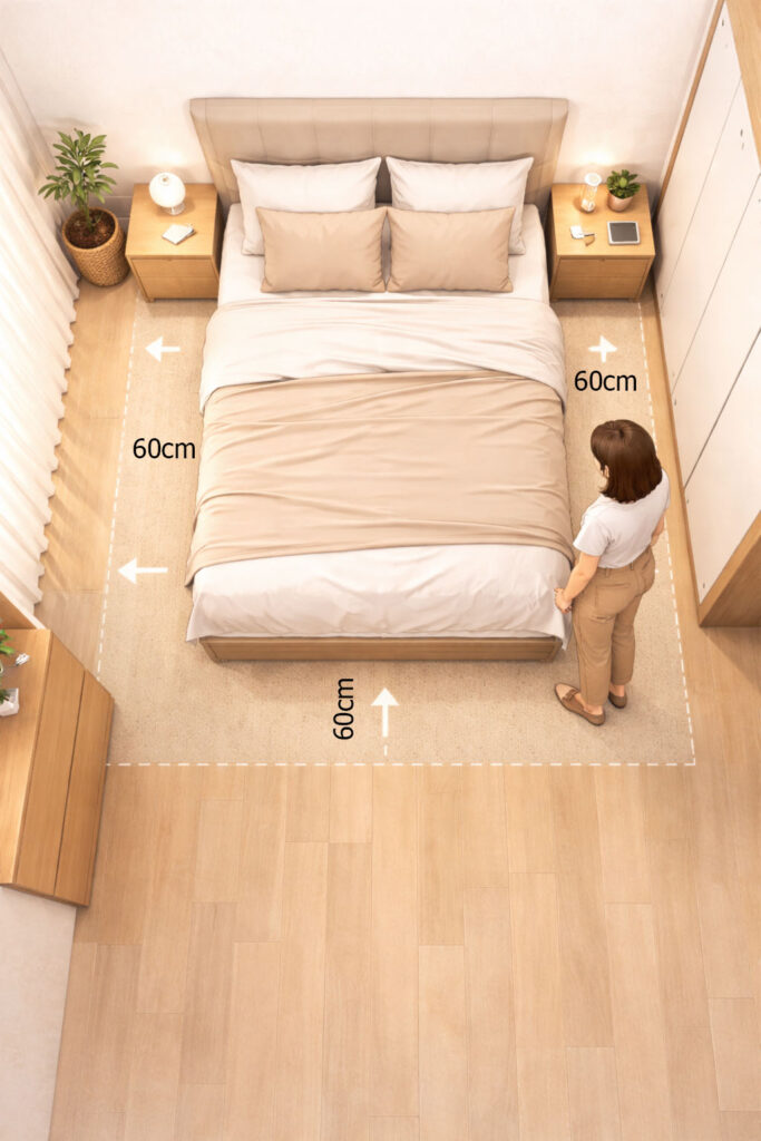 medidas para quarto pequeno com espaço de circulação ao redor da cama.jpg