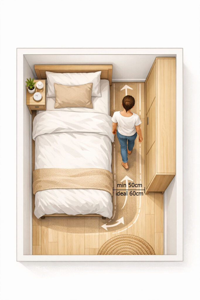 espaço para abrir guarda roupa quarto pequeno.jpg