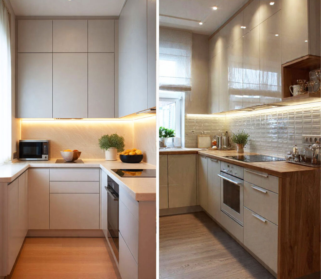 iluminação embutida nos móveis cozinha pequena planejados.jpg