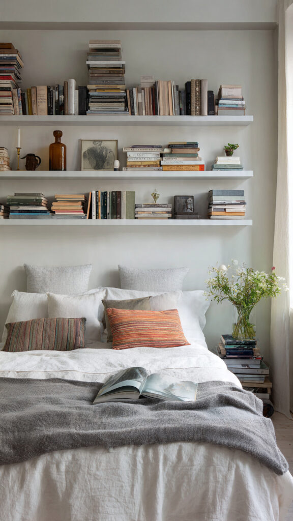 prateleiras acima da cama no quarto pequeno móveis planejados.jpg