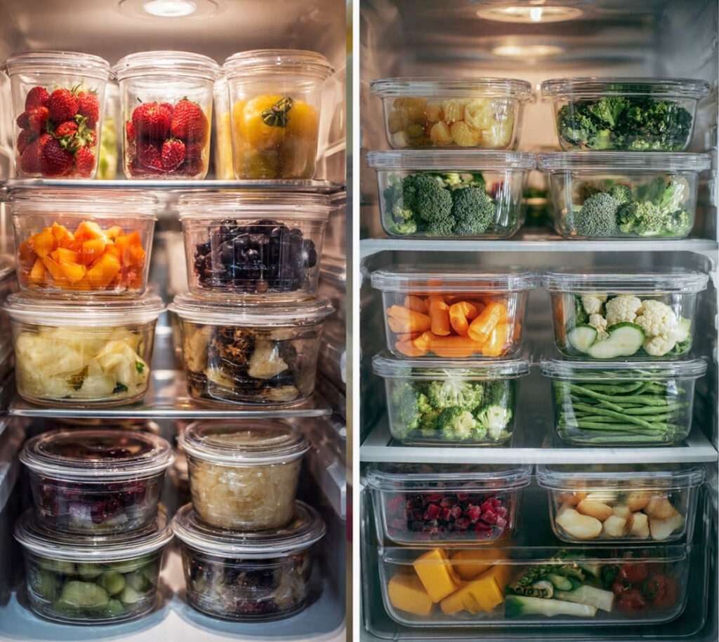 como organizar geladeira pequena com potes organizadores.jpg