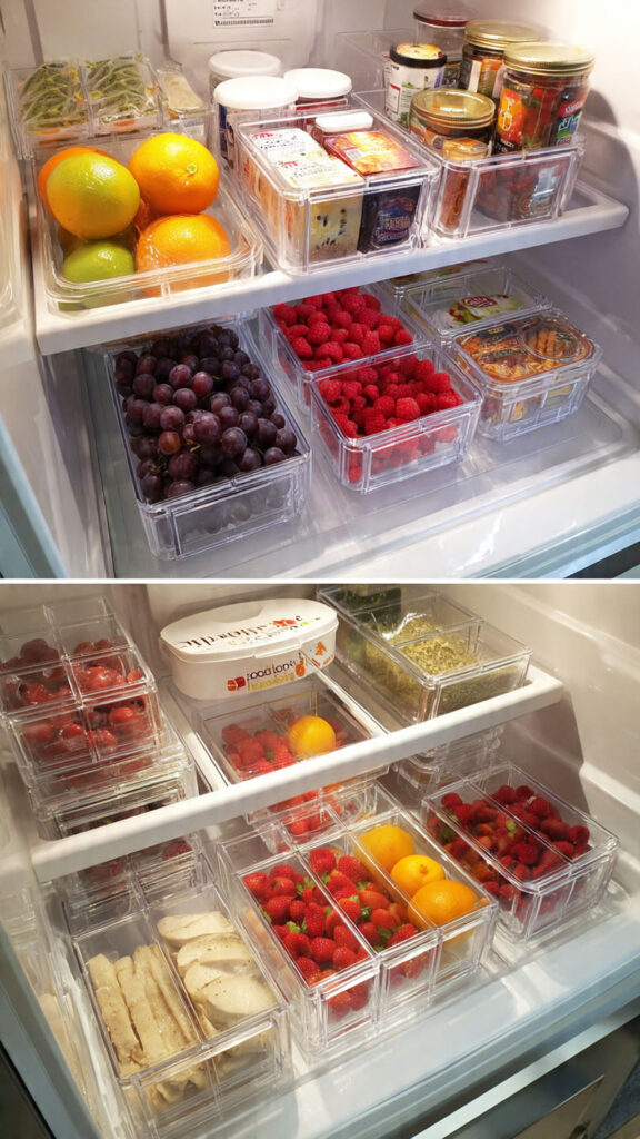 utilize organizadores internos para organizar geladeira pequena.jpg